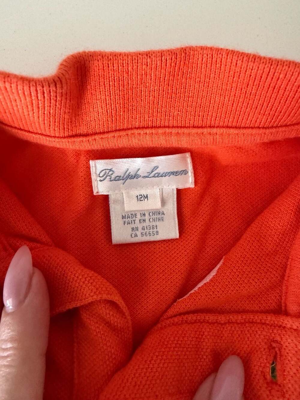 Ralph Lauren Baby Boys Orange Polo Romper Size 12M - Picture 2 of 2